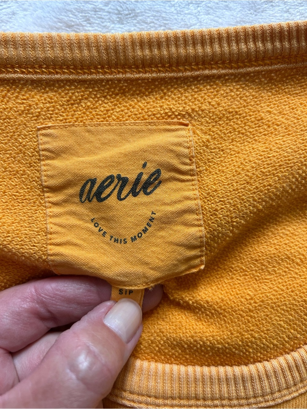 aerie Summer Daze Oversized Crewneck Sweatshirt in Mustard Yellow Marigold Small - Picture 6 of 10